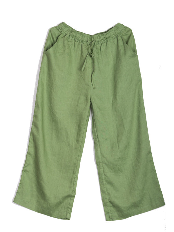 VINTAGE LINEN DRAPE WIDE LEG PANTS