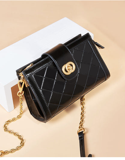 Leather rhombus messenger bag