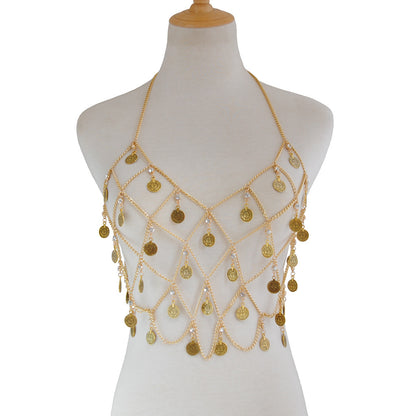 Pendant Coins Exaggerated Punk Style Body Chain