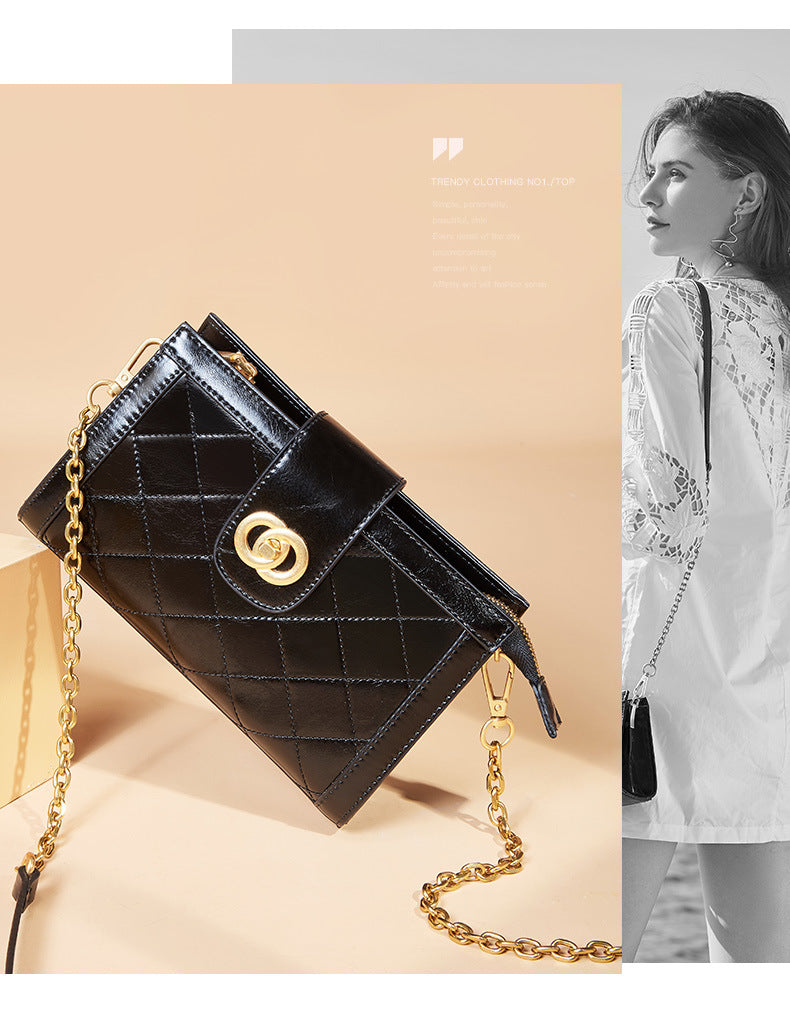 Leather rhombus messenger bag