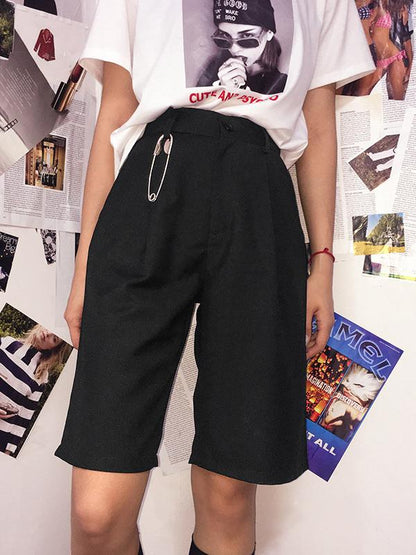 HIGH WAIST SOLID SHORTS