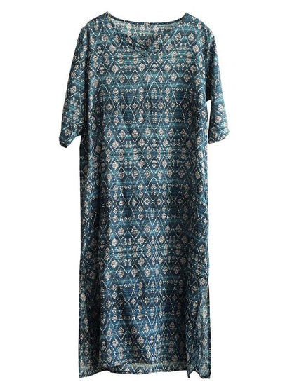 VINTAGE FLORAL PRINTED SPLIT-SIDE MIDI DRESS