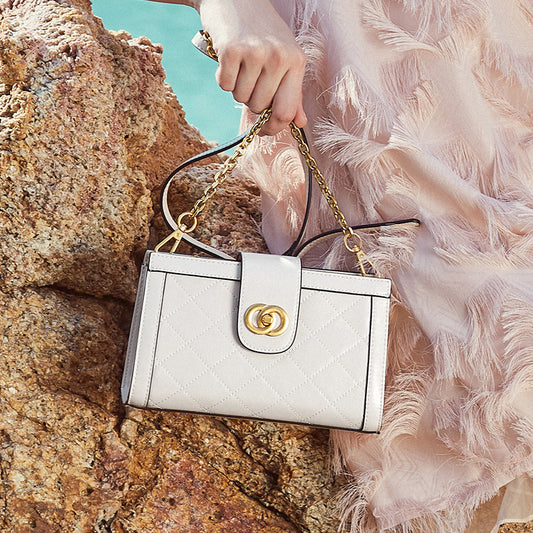 Leather rhombus messenger bag