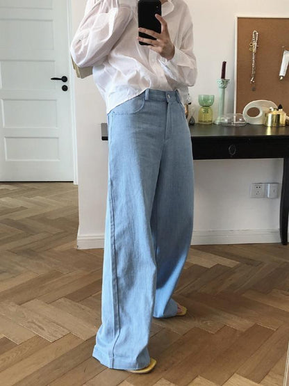 CASUAL EMPIRE WIDE LEG JEAN PANTS