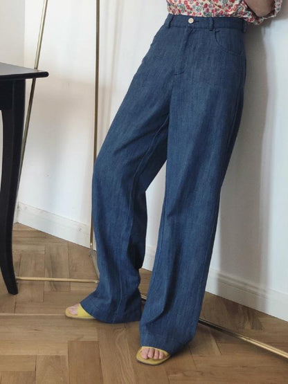 CASUAL EMPIRE WIDE LEG JEAN PANTS
