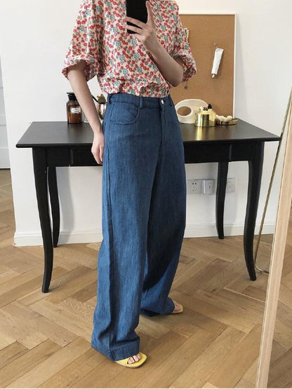 CASUAL EMPIRE WIDE LEG JEAN PANTS