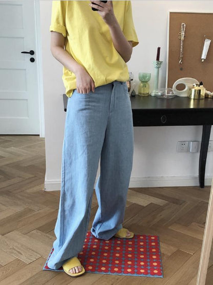 CASUAL EMPIRE WIDE LEG JEAN PANTS