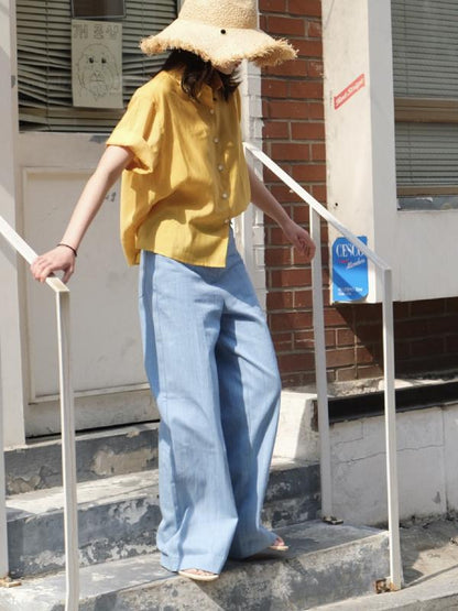 CASUAL EMPIRE WIDE LEG JEAN PANTS