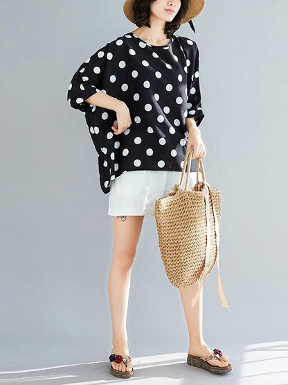 Plus Size Loose Polka-dot T-shirt