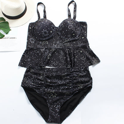 Big print high waist skirt Bikini Swimsuit