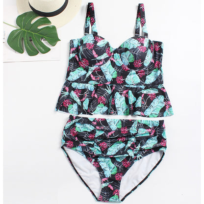 Big print high waist skirt Bikini Swimsuit
