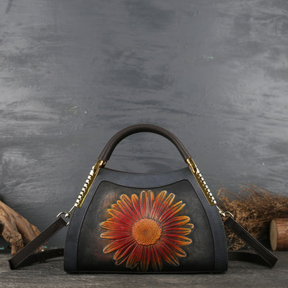 WOMEN GENUINE LEATHER VINTAGE TOTEM DESIGNER HANDBAG SHOULDER BAG