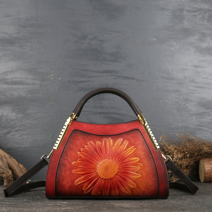 WOMEN GENUINE LEATHER VINTAGE TOTEM DESIGNER HANDBAG SHOULDER BAG