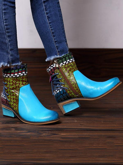 Bohemia Knitting Leather Booties