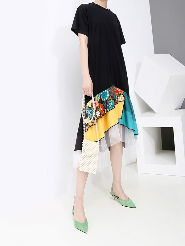 Casual Split-joint Gauze Long Dress