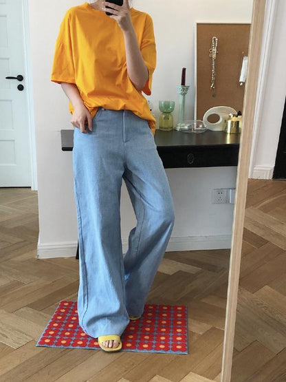 CASUAL EMPIRE WIDE LEG JEAN PANTS