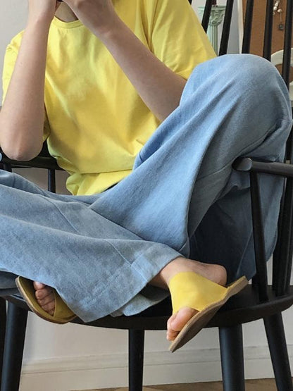 CASUAL EMPIRE WIDE LEG JEAN PANTS