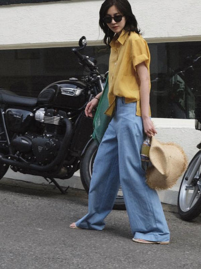 CASUAL EMPIRE WIDE LEG JEAN PANTS