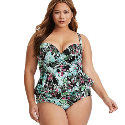 Big print high waist skirt Bikini Swimsuit