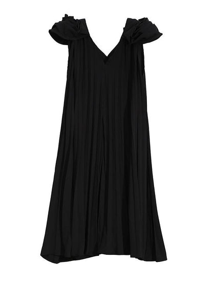 Fashion Solid Petal Sleeve Pleats Dress