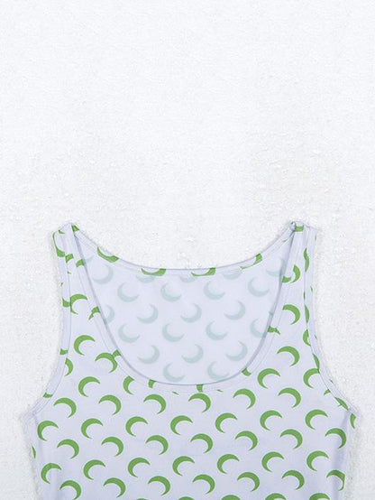 U Neck Moon Graphic Bodysuits