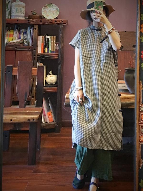 NATIONAL LINEN ORIGINAL BUTTON DRESS