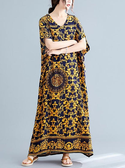 Vintage Floral Printed Maxi Dress