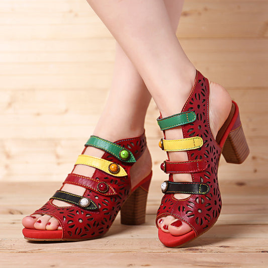 color stripes ultra-comfortable sandals with heels