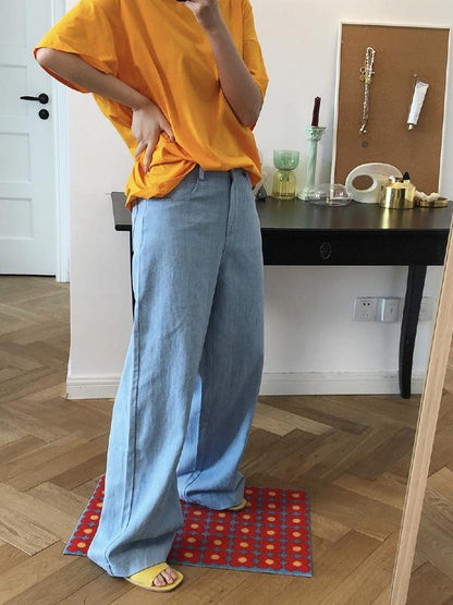 CASUAL EMPIRE WIDE LEG JEAN PANTS