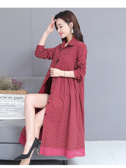 Printed Twist Shirt Lapel Midi Dress
