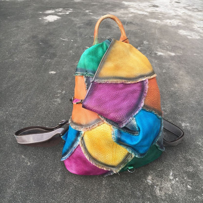 Vintage women's handbag hand-retouched backpack