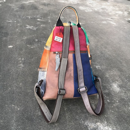 Vintage women's handbag hand-retouched backpack