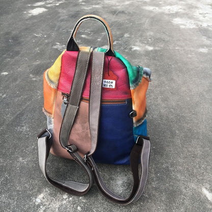 Vintage women's handbag hand-retouched backpack