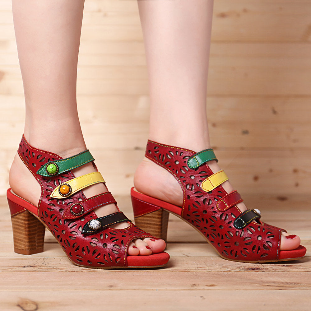 color stripes ultra-comfortable sandals with heels