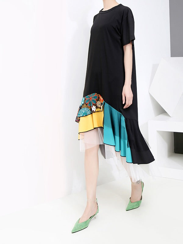 Casual Split-joint Gauze Long Dress