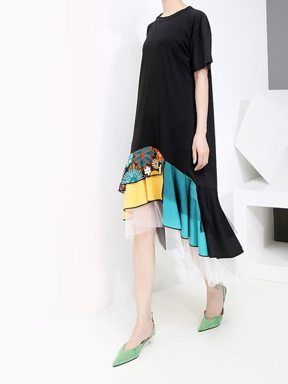 Casual Split-joint Gauze Long Dress