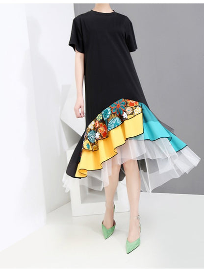Casual Split-joint Gauze Long Dress
