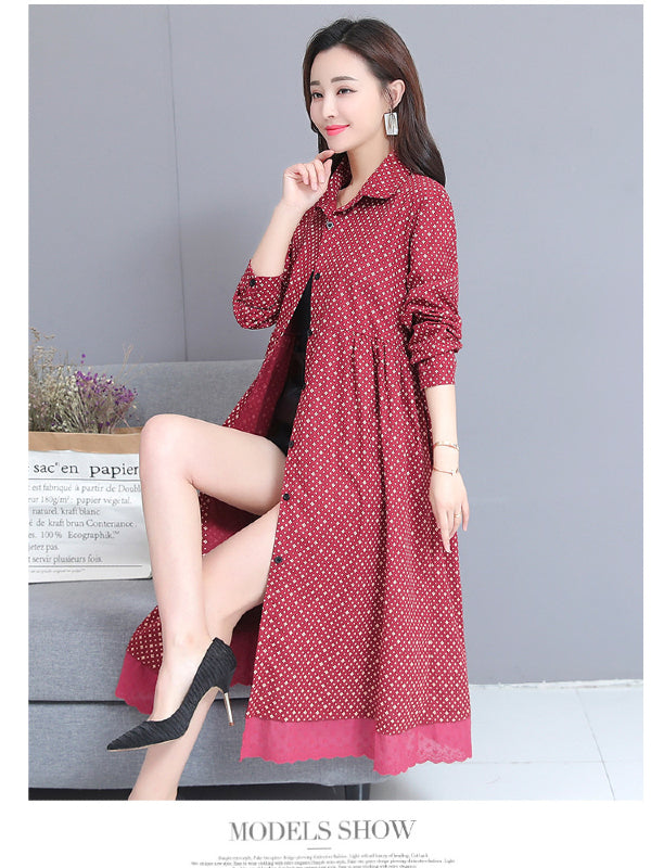 Printed Twist Shirt Lapel Midi Dress