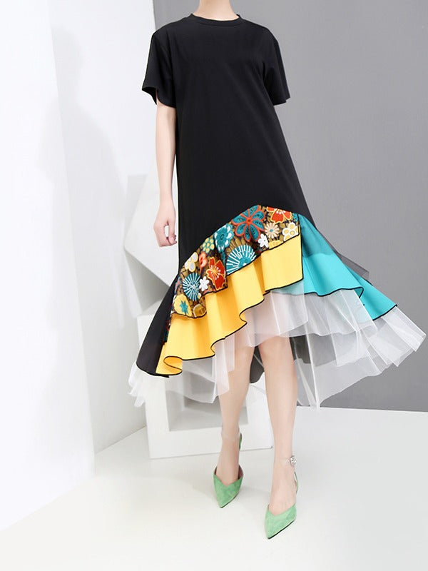 Casual Split-joint Gauze Long Dress