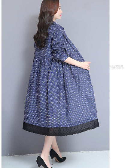 Printed Twist Shirt Lapel Midi Dress
