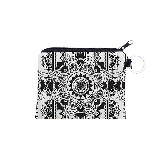 Polyester flower Datura zipper zero wallet