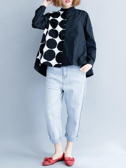 VINTAGE POLKA-DOT CROPPED SHIRT