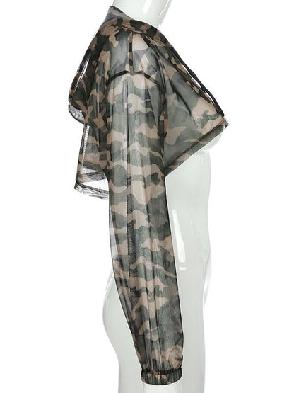 Camo Mesh Long Sleeve Hoodies