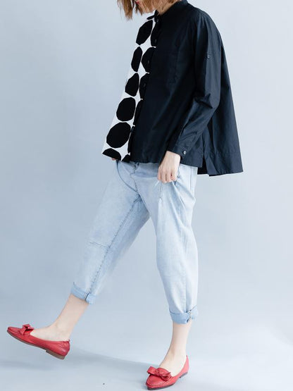 VINTAGE POLKA-DOT CROPPED SHIRT