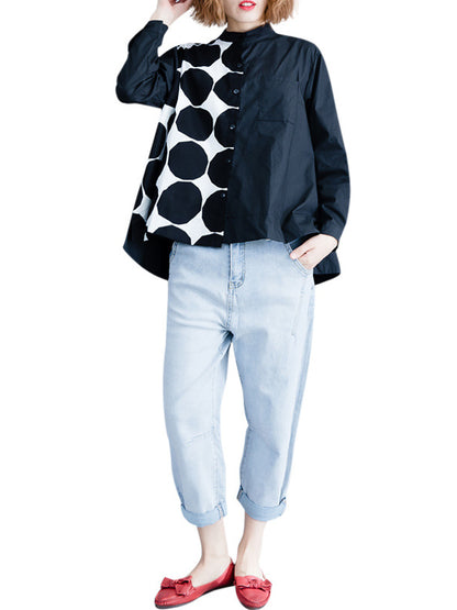 VINTAGE POLKA-DOT CROPPED SHIRT