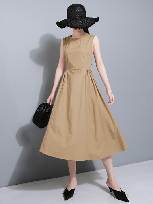 Sexy Halter Solid Sleeveless Long Dress