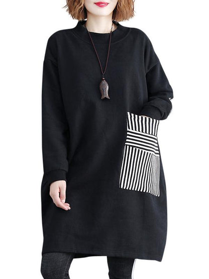 CASUAL POCKET LONG SWEATSHIRT SHORT DRESS