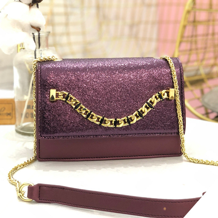 Leather sequin star messenger bag