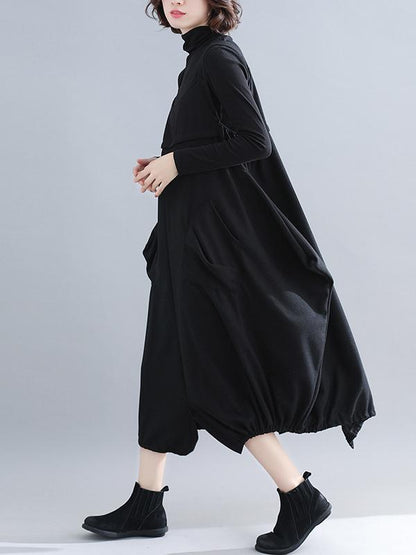 Loose Solid Wide Leg Straps Jumpsuits