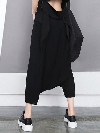 BLACK LOOSE EMPIRE CROPPED PANTS - Zebrant